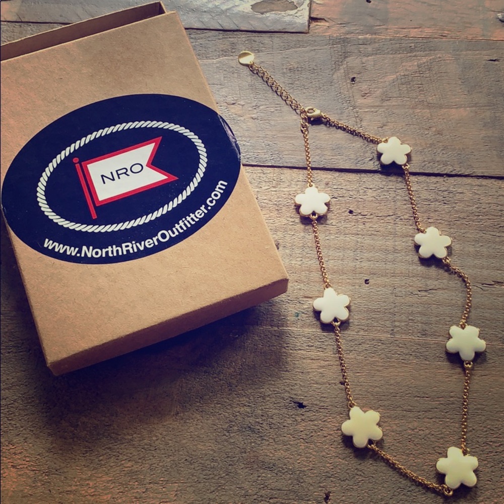 KEP Designs white enamel flower necklace